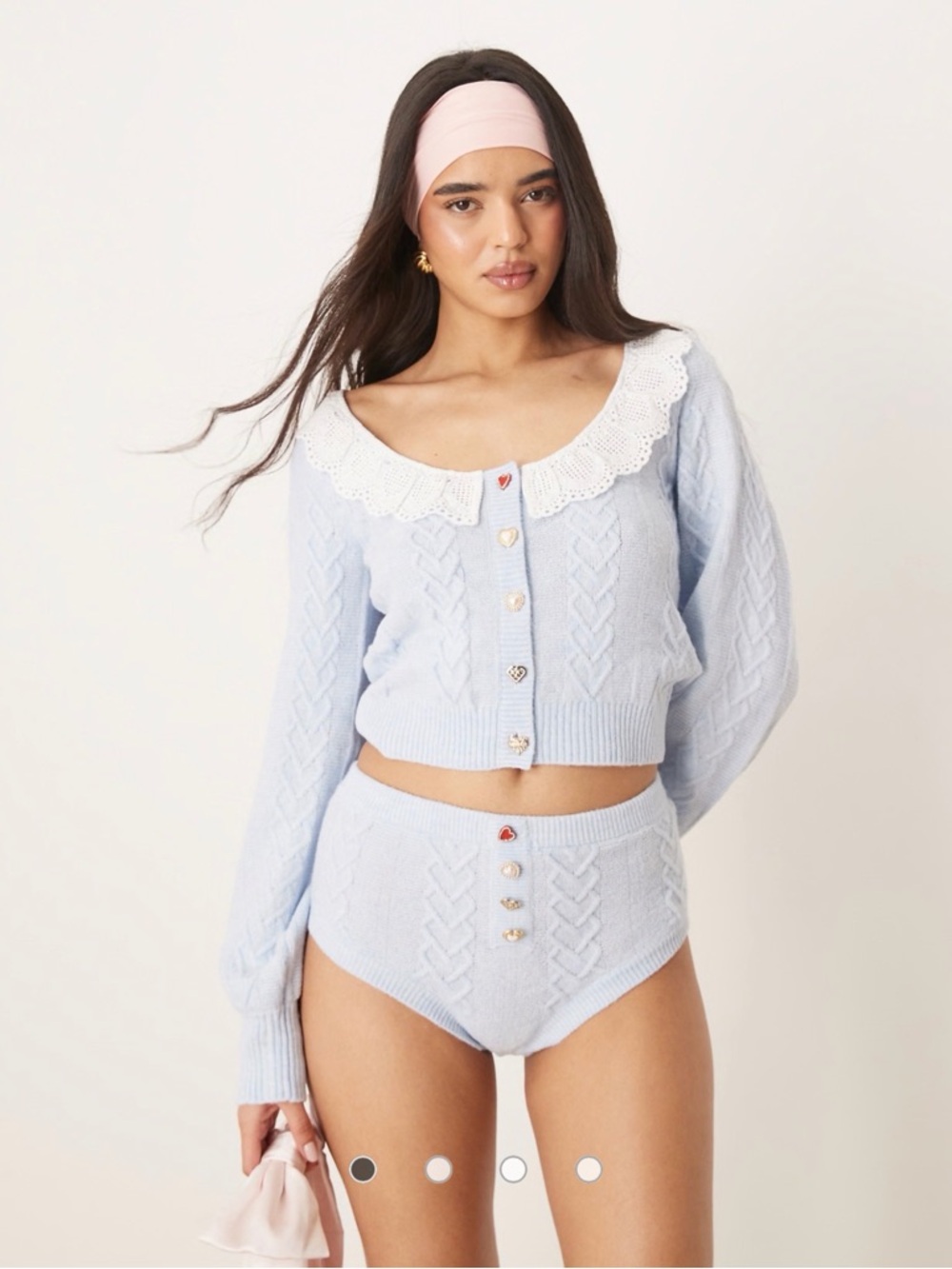 For Love & Lemons Cupid knit high waisted panty and top in blue co-ord -